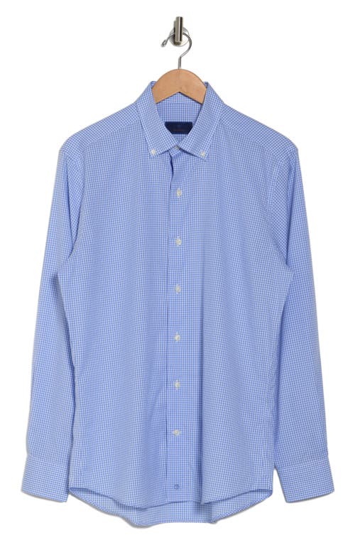 Shop David Donahue Gingham Check Casual Cotton Button-up Shirt In White/blue