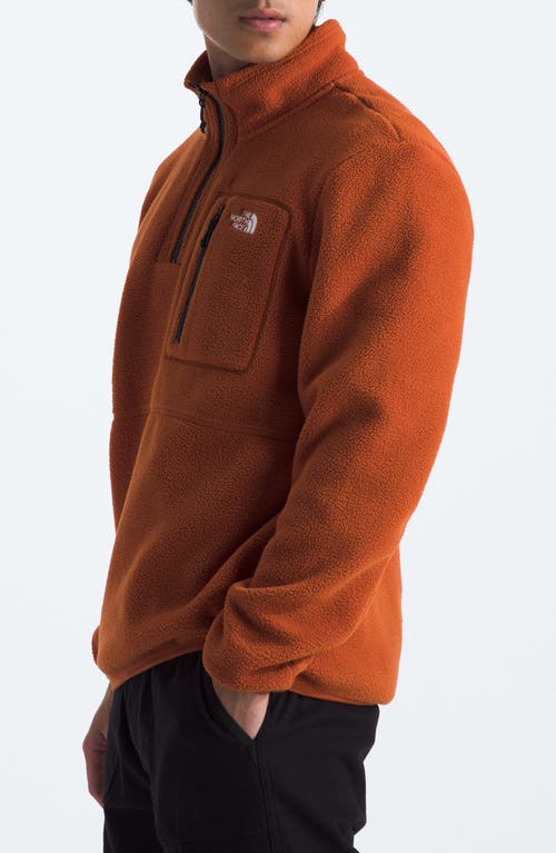 Shop The North Face Yumiori Half Zip Recycled Fleece Pullover In Earthen Copper/tnf Black