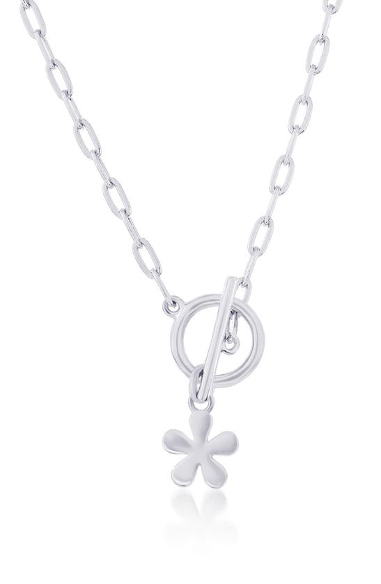 Shop Simona Charm Necklace In Silver Flower