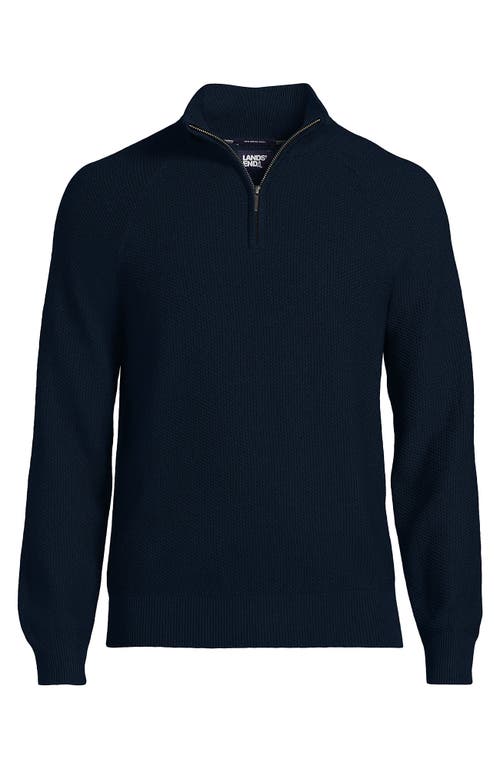 Shop Lands' End Long Sleeve Washable Merino Wool Quarter Zip Sweater In Radiant Navy