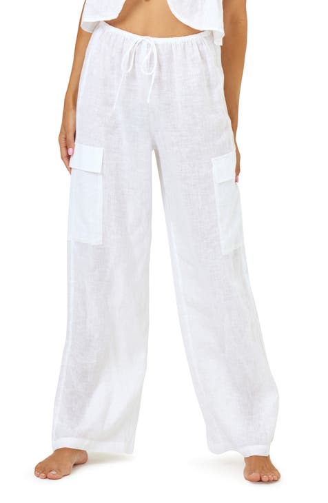 Women's White High-Waisted Pants & Leggings