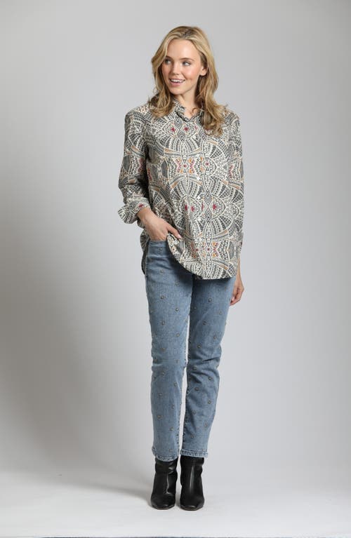 Apny Cross Embroidered Mid Rise Girlfriend Jeans In Indigo