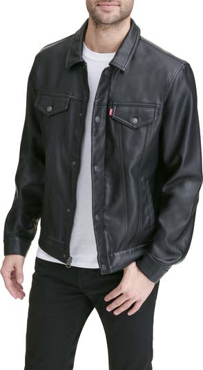 Faux Leather Trucker Jacket