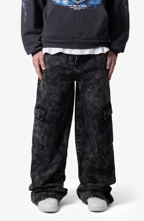 Shop Mnml Void Baggy Cargo Jeans In Washed Black