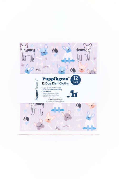 Puppington Pupper Towels 12-pack Swedish Dish Cloths For Kitchen In Doggie Dozen Breeds