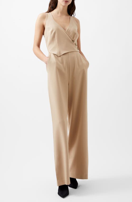 Shop French Connection Azra Button Front Twill Jumpsuit In Incense