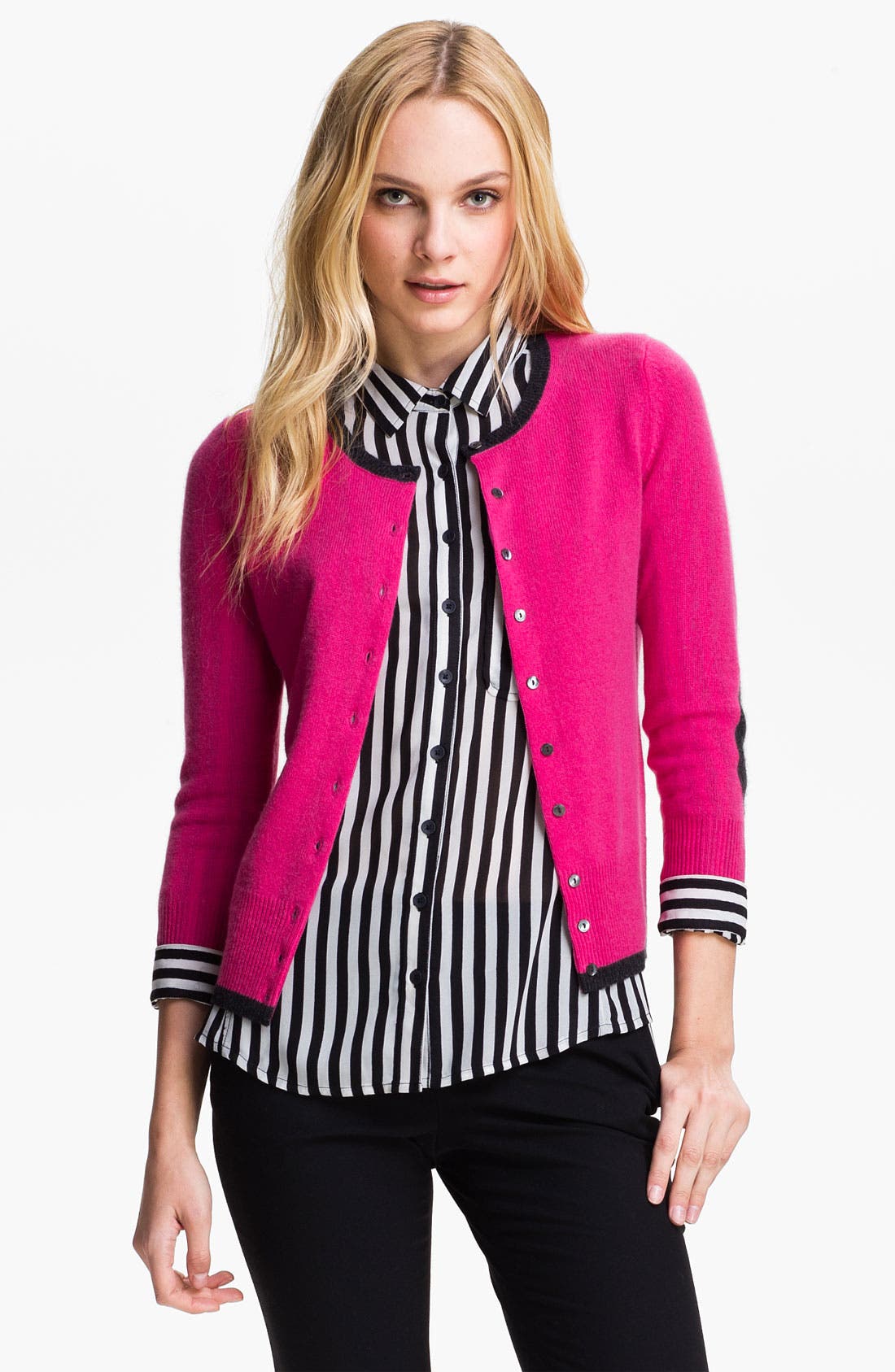 Only Mine Elbow Patch Cashmere Cardigan (Petite) Nordstrom