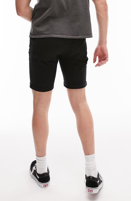 Shop Topman Ripped Skinny Denim Shorts In Black