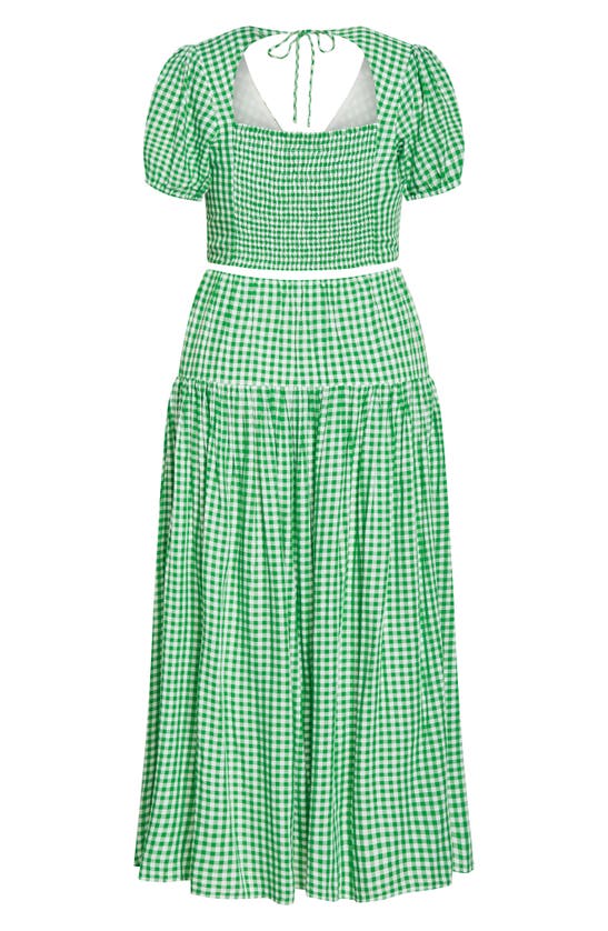 Shop City Chic Amber Print Two-piece Crop Top & Maxi Skirt In Green Gingham