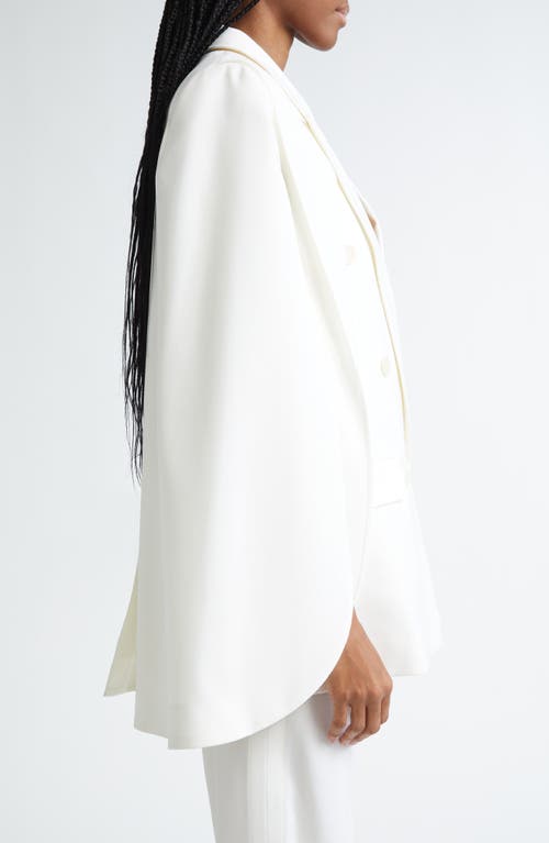 Shop Stella Mccartney Double Breasted Stretch Wool Cape Blazer In 9200 - Cream