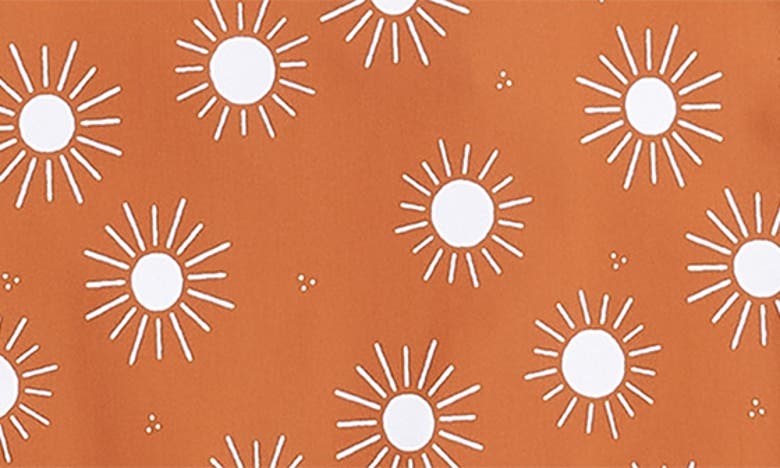 Shop Petit Lem Sun Print Long Sleeve One-piece Rashguard Swimsuit In Orange
