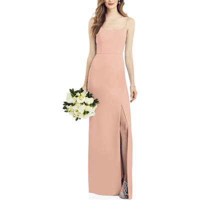 After Six Scoop Neck Crepe Gown, Pink