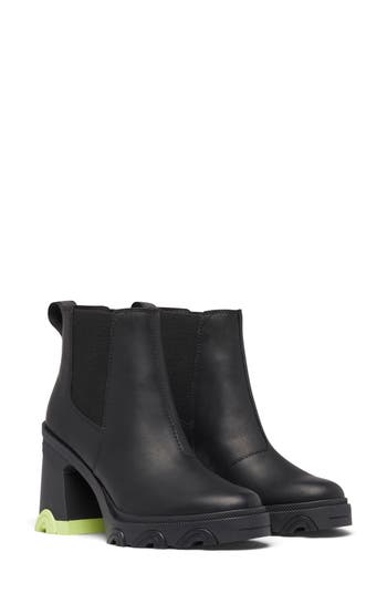 Sorel Brex™ Waterproof Platform Block Heel Chelsea Boot In Black/tippet