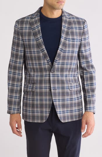 Savile Row Co Plaid Sport Coat In Grey