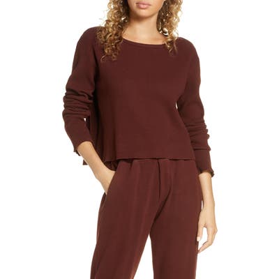 Groceries Apparel Organic Cotton Thermal Pajama Top, Burgundy
