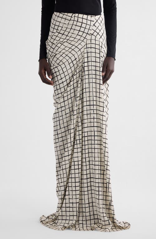 Shop Dries Van Noten Saren Grid Print Stretch Silk Skirt In White