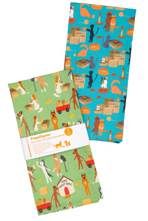 Puppington Dog & Cat Kitchen Towels In Home Sweet Home