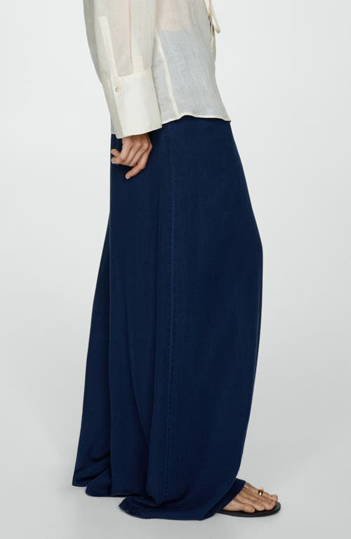 Mango Pull-on Wide Leg Pants In Dark Blue