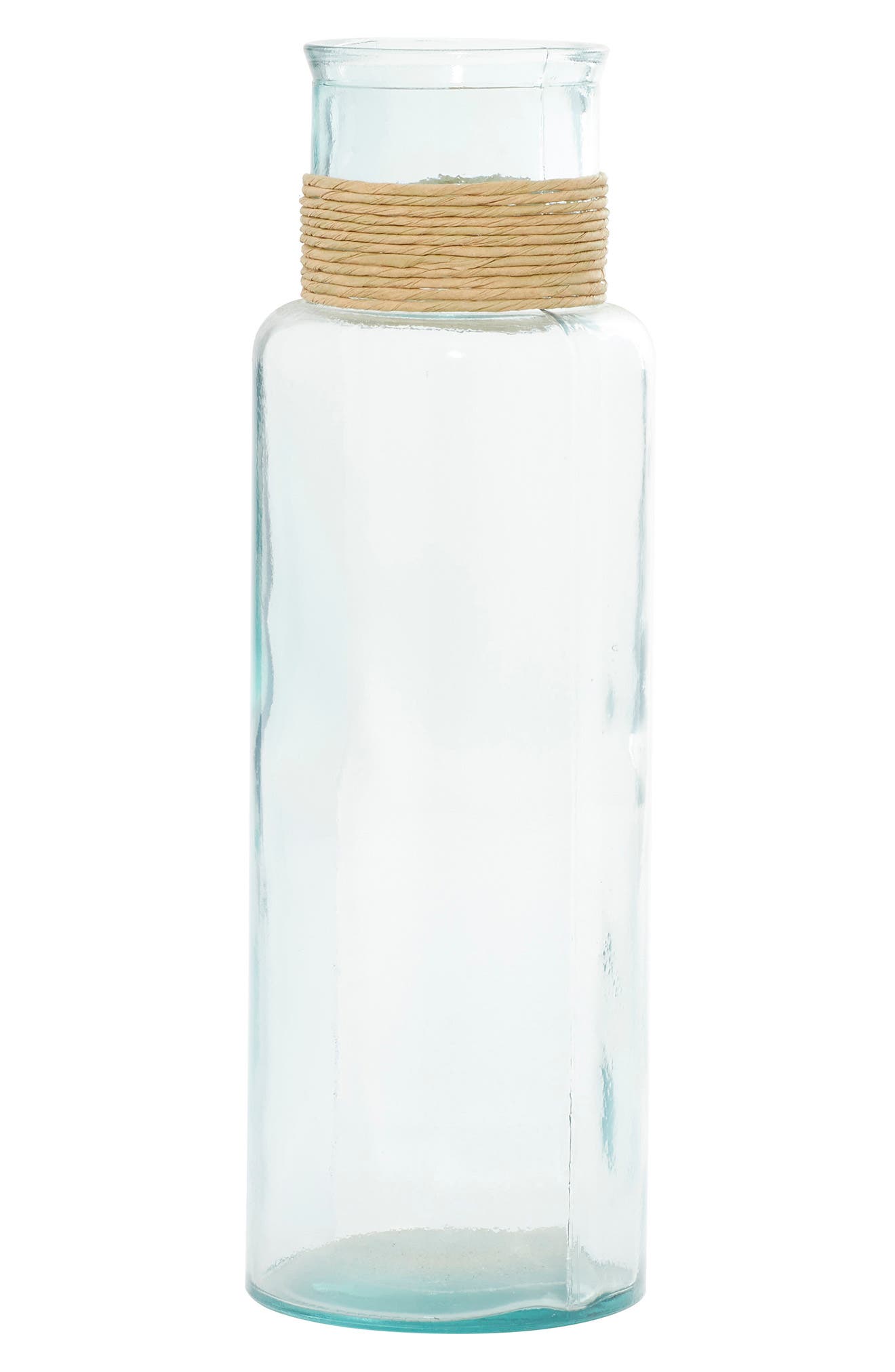 GINGER BIRCH STUDIO Clear Recycled Glass Vase with Rattan Detail