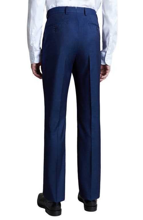 Santorelli Roma Mini Herringbone Regular Fit Dress Pants In Blue