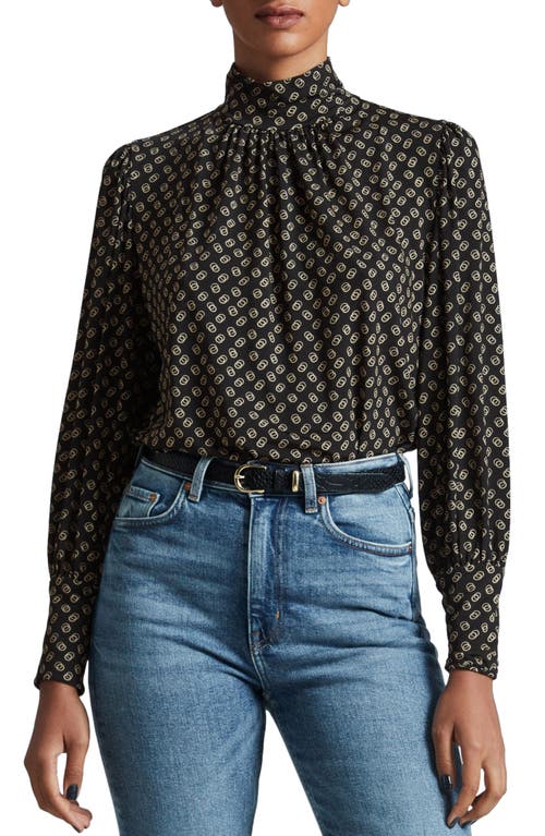 & Other Stories Lorinda Geo Print Mock Neck Top Black Geometric Heather Aop at Nordstrom,