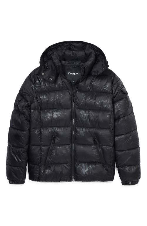 Shop Desigual Drammen Embossed Puffer Jacket In Black