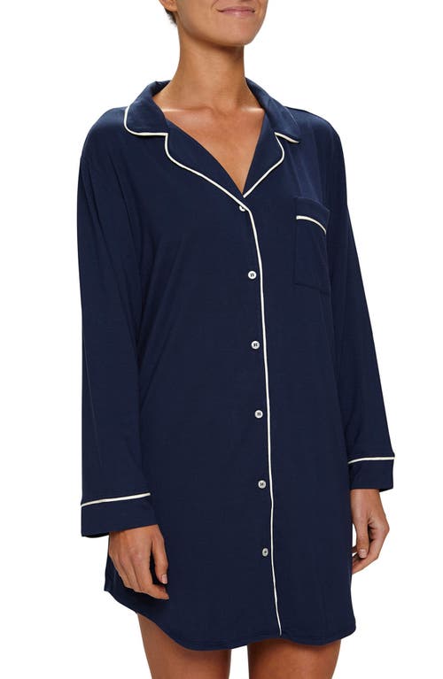 Eberjey Gisele Stretch Jersey Sleep Shirt In Navy/ivory