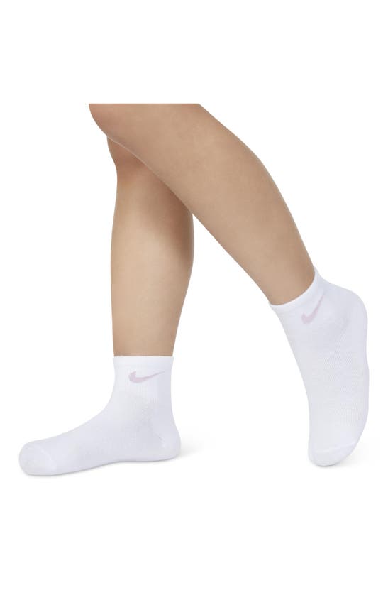 Shop Nike Kids' Metallic 6-pack Swoosh Quarter Socks In Doll