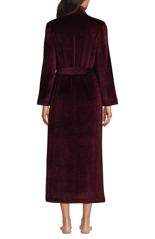 Shop Lands' End Cozy Plush Long Wrap Robe In Rich Burgundy