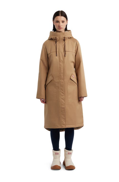 Shop Hunter Jane Canvas Padded Longline Coat In British Tan