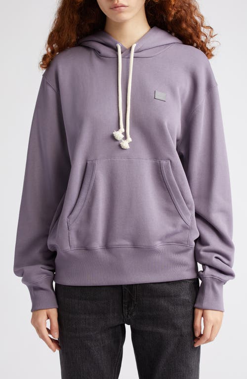Fairah Face Patch Oversize Cotton Hoodie in Faded Purple