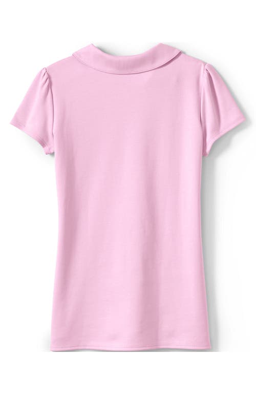 Shop Lands' End Girls Short Sleeve Peter Pan Collar Polo Shirt In Ice Pink