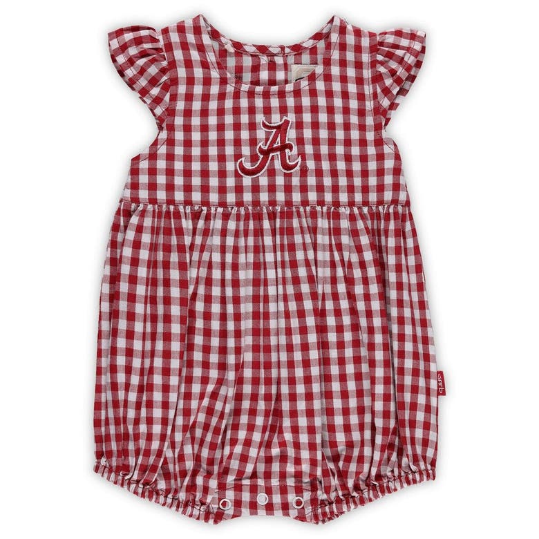 Garb Babies' Girls Infant  Crimson Alabama Crimson Tide Cara Woven Gingham Ruffled Bodysuit