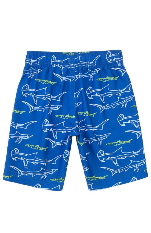 Rokka&rolla Kid's Swim Trunks With Mesh Lining And Upf 50+ Protection In Shark Printed