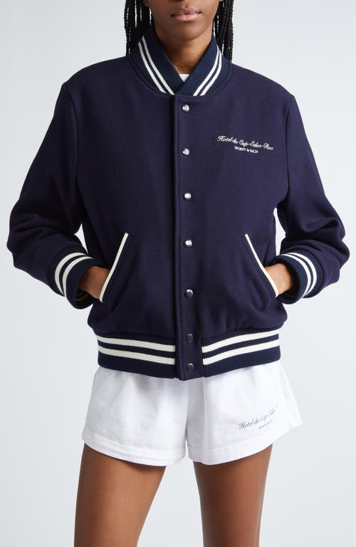 Sporty And Rich Sporty & Rich Eden Crest Wool Varsity Jacket In Navy