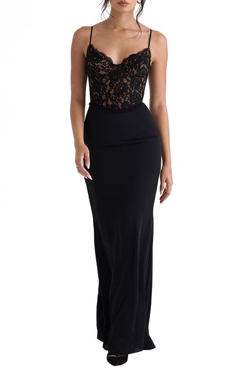 Black Floral Bustier Dress, Women's Fashion, Dresses & Sets