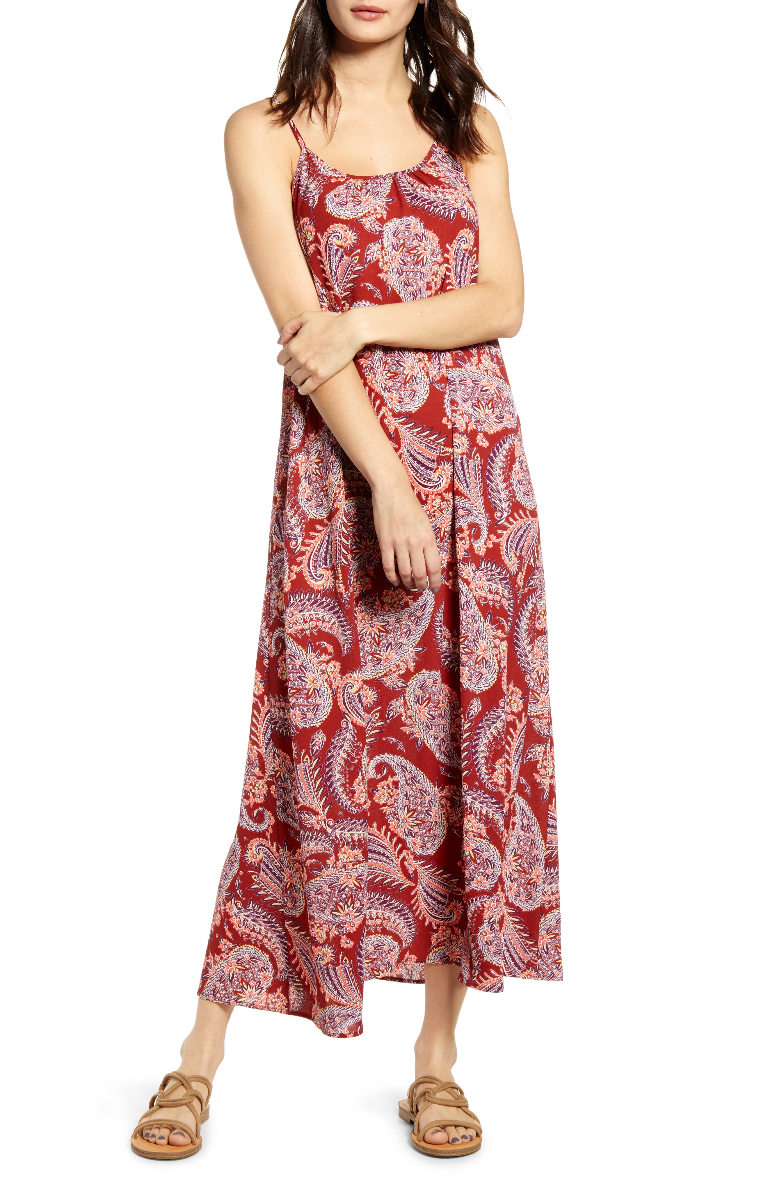Band Of Gypsies Stripe Maxi Dress, Burgundy