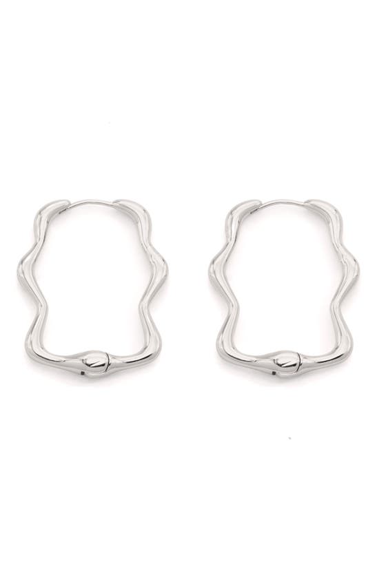 Shop Petit Moments Anish Wavy Hoops In Silver