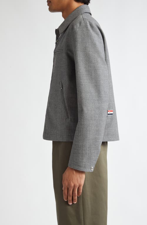 Shop Thom Browne Fit 2 Wool Hopsack Golf Jacket In Medium Grey