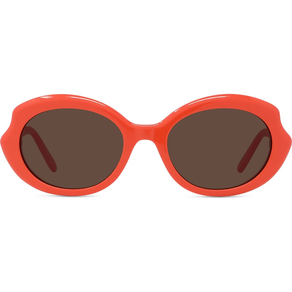 Loewe Thin Mini 54mm Oval Sunglasses In Shiny Orange/brown