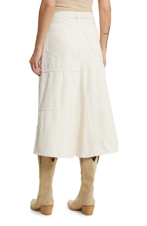 Re/done Seamed Denim Midi Skirt In Vintage White
