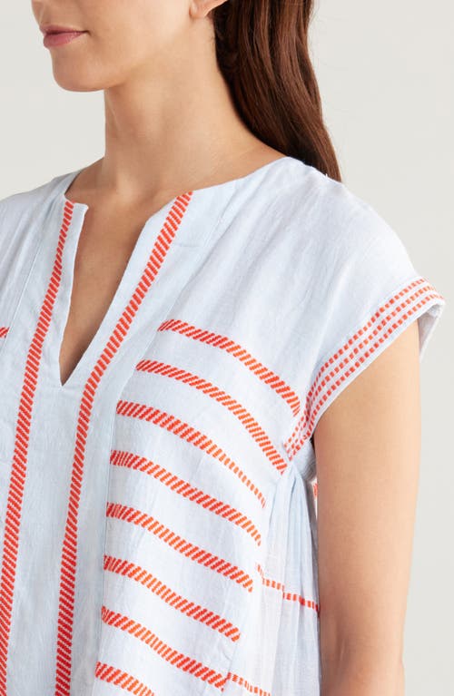 Shop Lemlem Elina Mixed Stripe Cotton Blend Caftan In Tiki Skypop