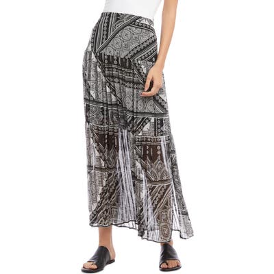 Karen Kane Scarf Print Pleated Skirt, Black