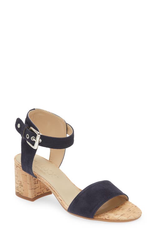 TGIF Ankle Strap Sandal in Navy Camoscio