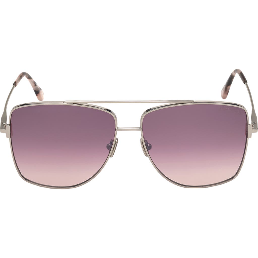 Tom Ford Reggie 61mm Gradient Aviator Sunglasses In Palladium/bordeaux Mirror