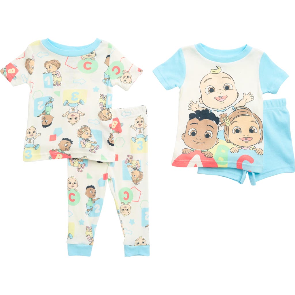 Shop Ame Cocomelon Cotton Four-piece Pajamas In Ivory/blue Assorted