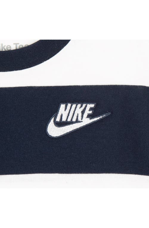 Shop Nike Kids' Stripe Crewneck T-shirt In Midnight Navy