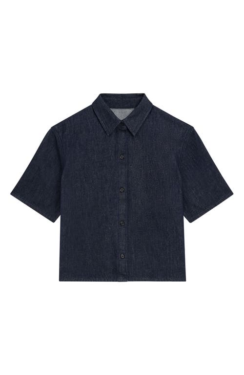 Shop Theory Boxy Denim Button-up Shirt In Indigo