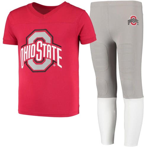 Youth Wes & Willy Scarlet/Gray Ohio State Buckeyes Team Football Pajama Set