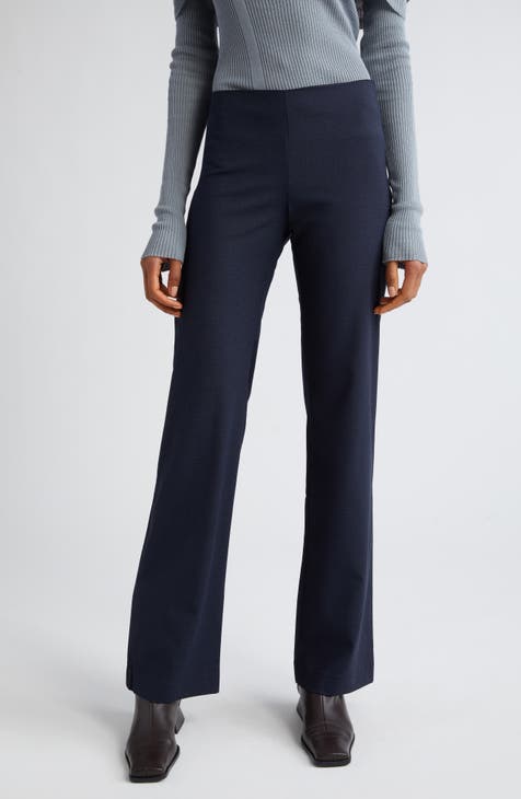 Womens High Waist Wool Blend Tweed Pants Casual Straight Slim Fit Trousers  Work